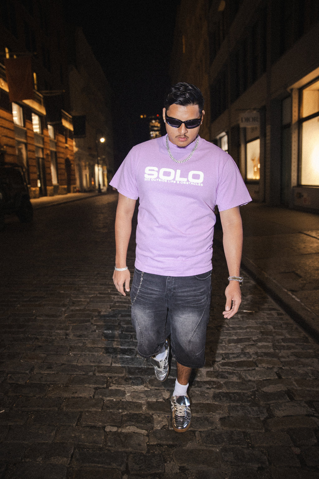 Purple Cropped Unisex SOLO Glow Tee
