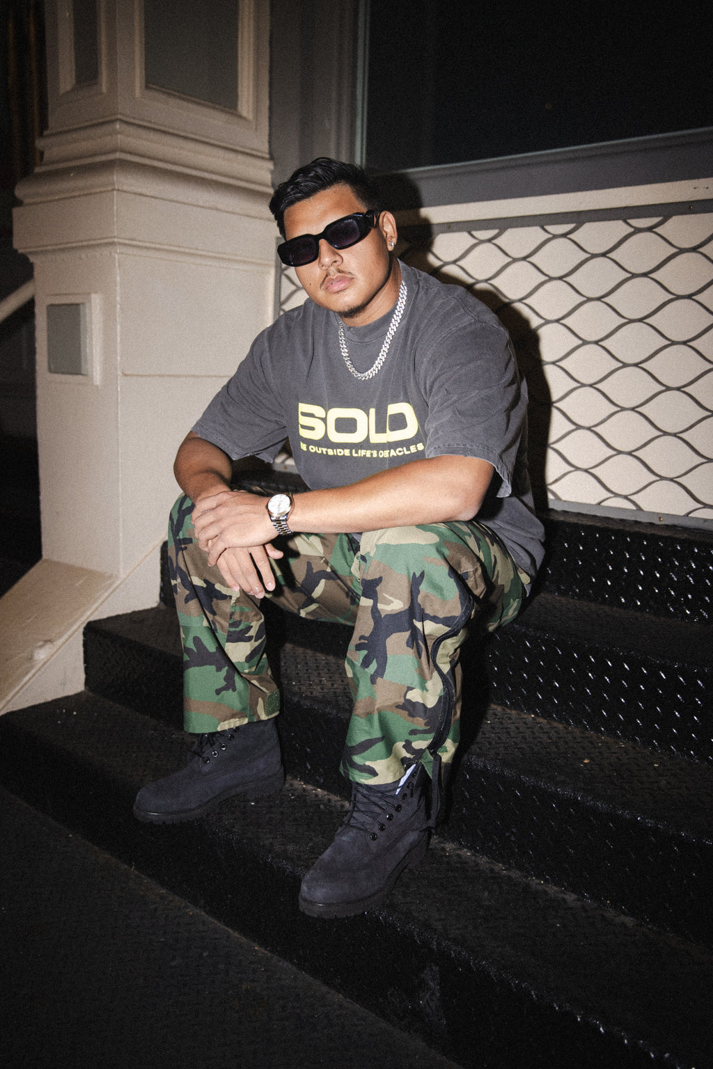 Black Cropped Tee with Yellow Puff Print “ SHADOWU”